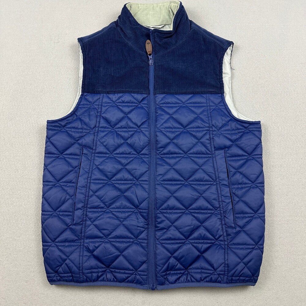 Onward Reserve Vest Men Small Blue Full Zip Corduroy Yoke Puffer Jacket Quilted